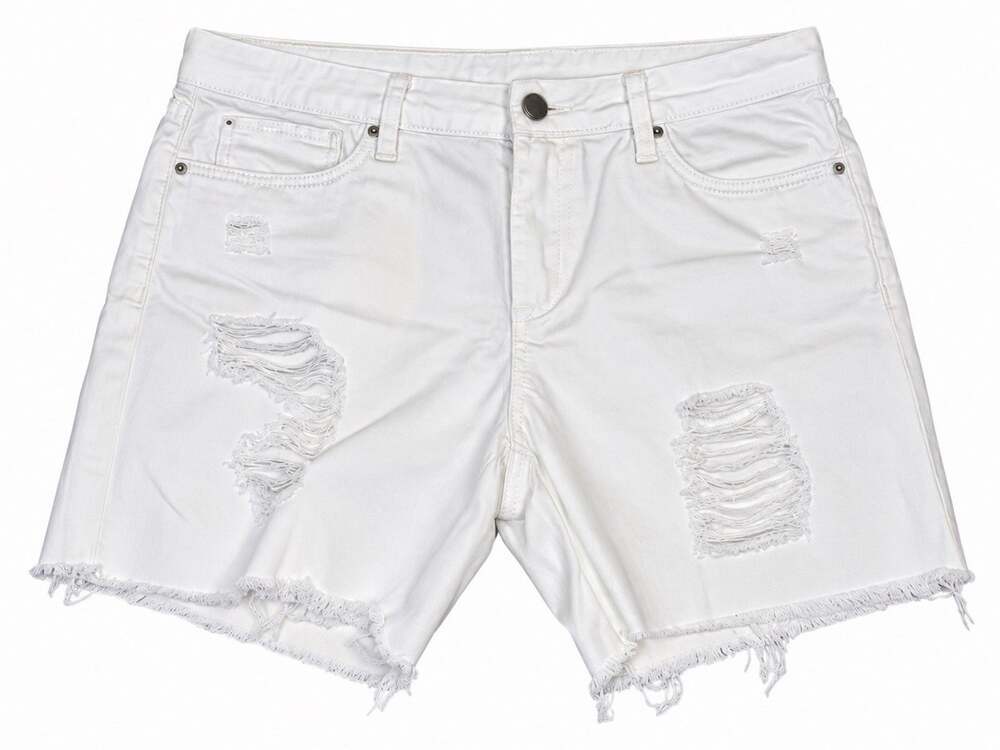 BLANKNYC Women's White Distressed Denim Shorts Size 28 Ripped Frayed Hem